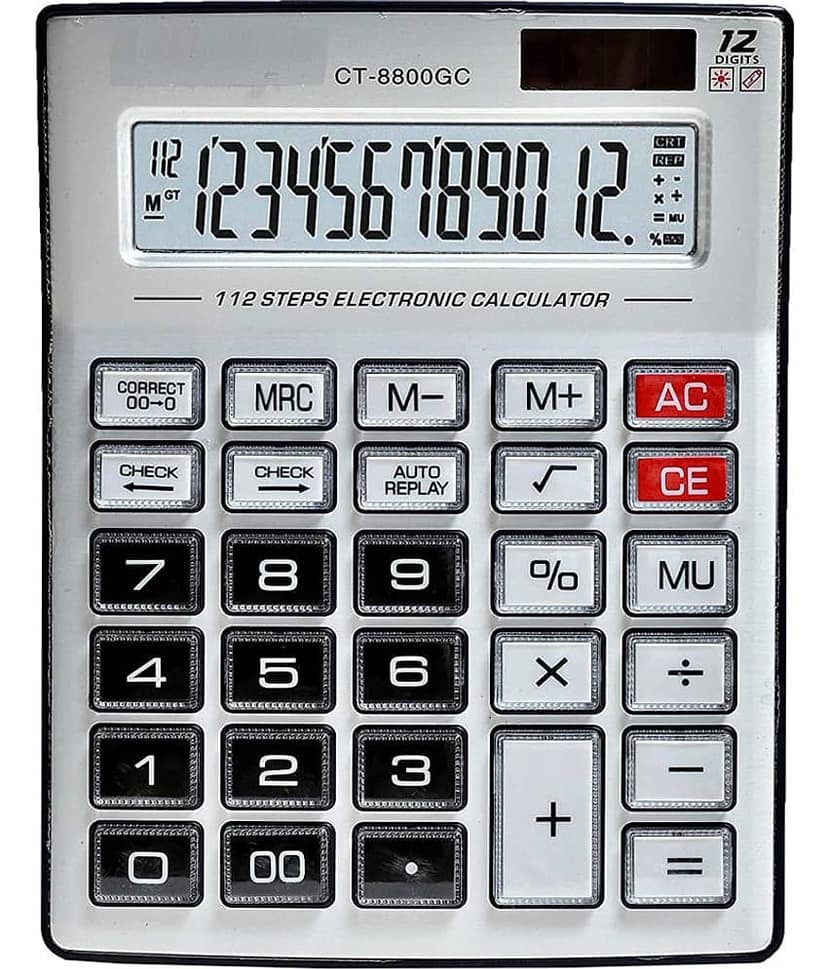 CITLLZEN CT-800GC ( Sliver) Premium Quality Big Display/Big Button 12 Digit Mirror Button Financial and Business Office