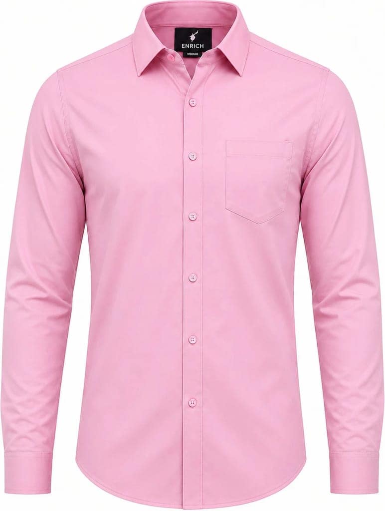 Enrich Fashion Factory Men's Solid Pink Casual Shirt view 2