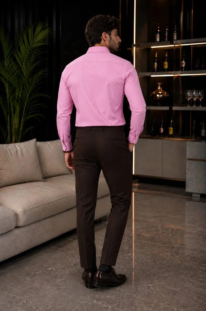 Enrich Fashion Factory Men's Solid Pink Casual Shirt view 4