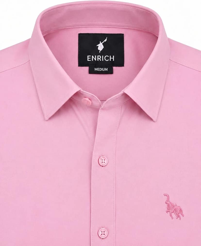 Enrich Fashion Factory Men's Solid Pink Casual Shirt view 7