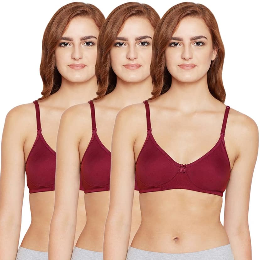 Bodycare Cotton Spandex Lightly Padded Non wired Seamless cup bra-Pack of 3