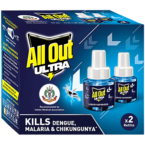 All Out Ultra Liquid Vaporizer/Mosquito Repellent Refills - Kills Dengue, Malaria & Chikungunya Mosquitoes, 45 ml (Pack of 2)
