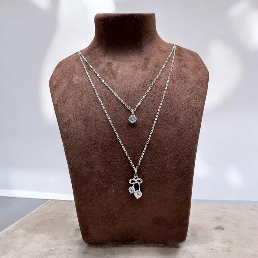 Double Line Chain Necklace - Minimalist Chic- By AMIT CHAUHAN AND SONS view 3