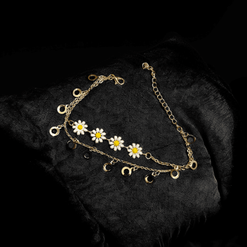 Daisy Flower and Charms 2-Line Bracelet - Delicate & Charming- By AMIT CHAUHAN AND SONS view 2