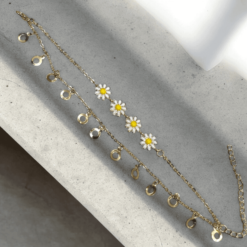 Daisy Flower and Charms 2-Line Bracelet - Delicate & Charming- By AMIT CHAUHAN AND SONS view 3