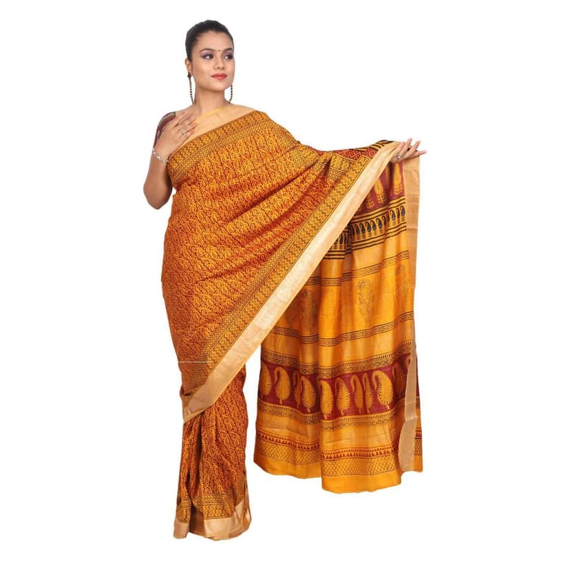 HANDLOOM MULBERRY SILK SAREE WITH BLOUSE (SKU - 3I0104030422 SAREE- 209) view 2
