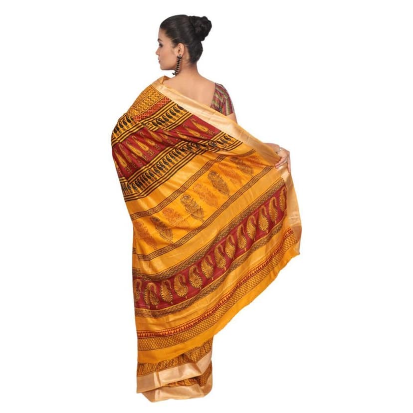 HANDLOOM MULBERRY SILK SAREE WITH BLOUSE (SKU - 3I0104030422 SAREE- 209) view 4