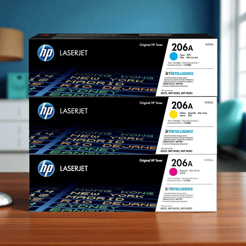 HP 206A CMYK Toner Cartridge Set Compatible with HP Color LaserJet Pro M255dw, M255nw, M282nw, M283fdn, M283fdw & M283cdw Printer view 3