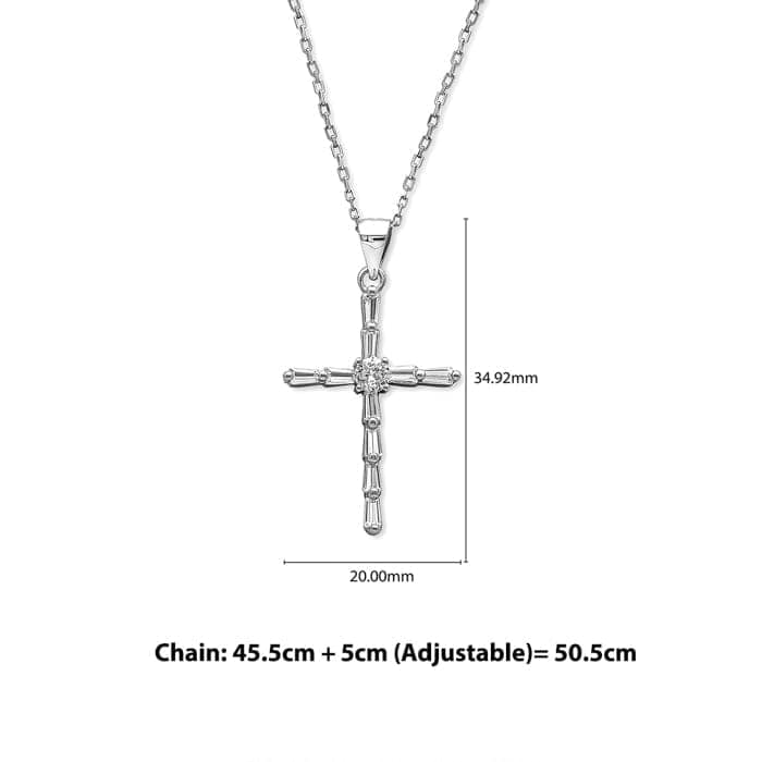 Silver Layered Cross Pendant with Chain view 4
