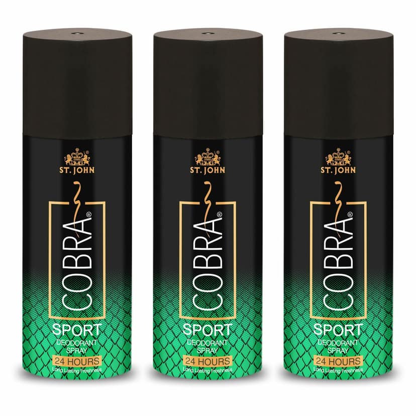 ST-JOHN cobra limited edition deo sport for men 450 ml (PACK OF 3) Deodorant Spray - For Men Deodorant Spray - For Men (450 ml, Pack of 3)