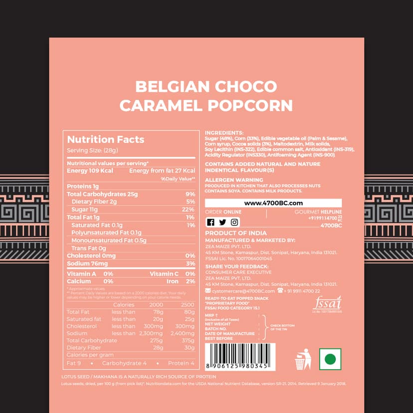 4700BC Belgian Choco Caramel Popcorn, Tin, 125g view 2