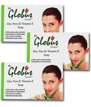 Globus Remedies Aloe Vera Vitamine-E & Milk Cream Soap, 75gm (Pack of 3)