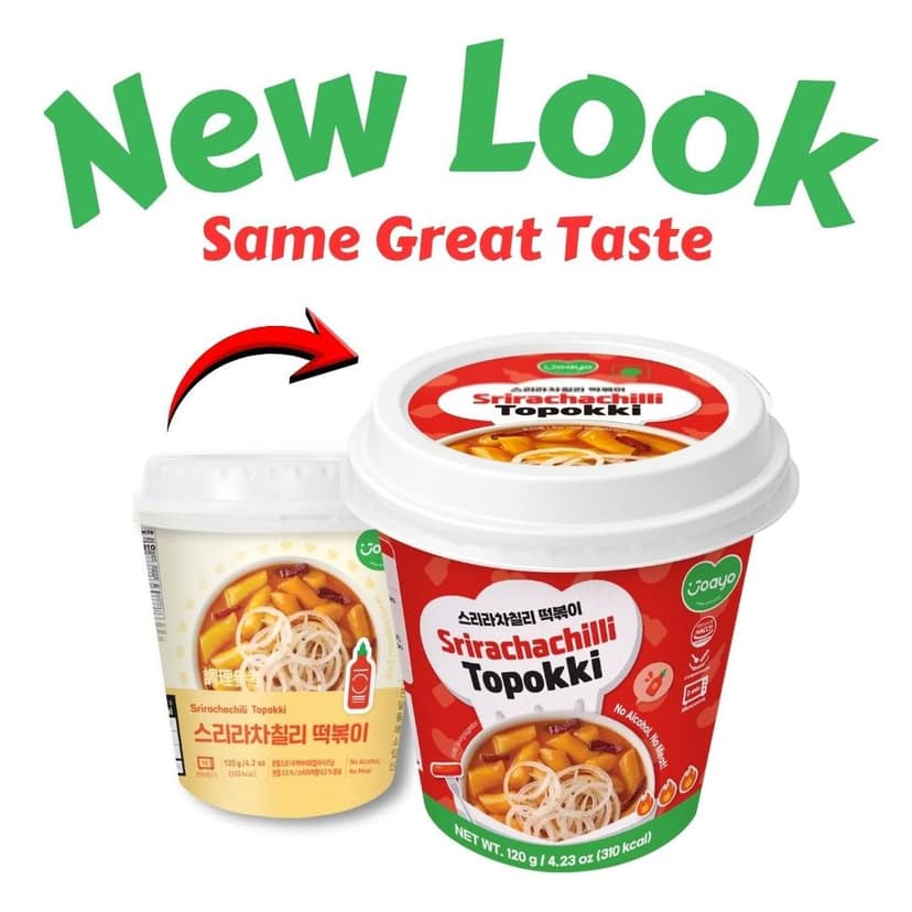 Joayo Srirachachili Topokki Instant Rice Cakes with Rich & Spicy Flavorful Savory Sauce 120g Rice Teokboki, Vegetarian (Made In Korea) view 5