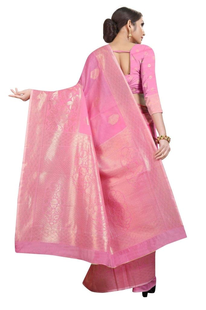 Silk Zone Women's Jamdani Cotton Woven Silk Saree with Blouse Piece view 3