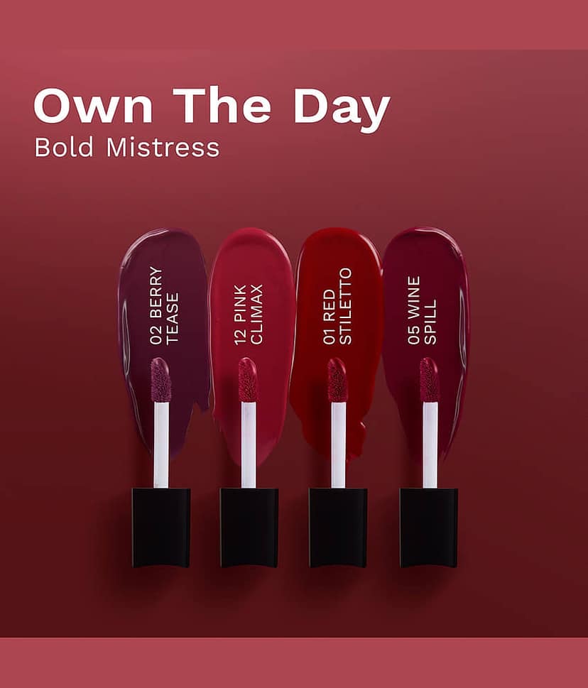 Pilgrim Bold Mistress Matte Mini Liquid Lipstick 4 In 1 Pack ,1ml each (Pack of 4) view 2