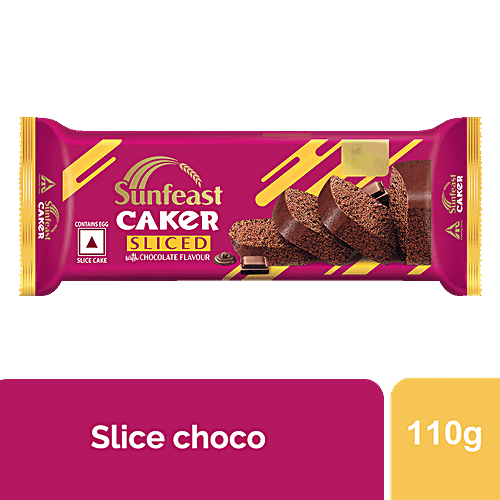 Sunfeast Caker Sliced Cake - With Chocolate Flavour, Luscious, 120 g