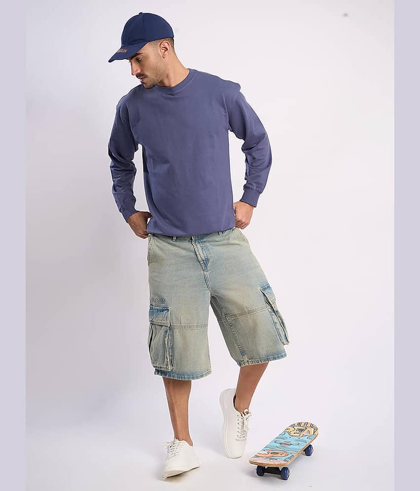 Bene Kleed Light Blue Cotton Men's Shorts ( Pack of 1 ) view 7