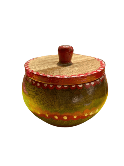 Handcrafted Wooden Potli with Lid, Decorative Wooden Box, Perfect for Storing Small Items, Trinkets, and Jewelry