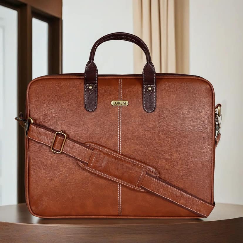 LOREM Tan Color faux leather 10L Laptop Messenger Bag For Men & Women New BG69 view 2