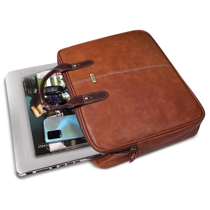 LOREM Tan Color faux leather 10L Laptop Messenger Bag For Men & Women New BG69 view 5