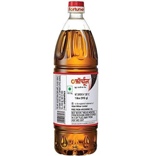 Fortune Kachi Ghani Pure Mustard Oil, 1 L view 2