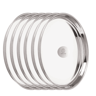 SHINI LIFESTYLE Stainless Steel Serving Plates for Lunch,Full Size Dinner Plates, Big Thali(Dia-27cm)