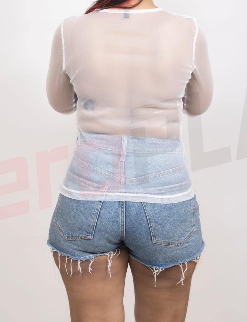 White Soft and Stretchy Cotton Knit Rib Fitted V Neck Fitted Casual and Sports Crop Top view 3