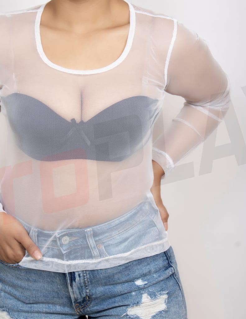 White Soft and Stretchy Cotton Knit Rib Fitted V Neck Fitted Casual and Sports Crop Top view 4