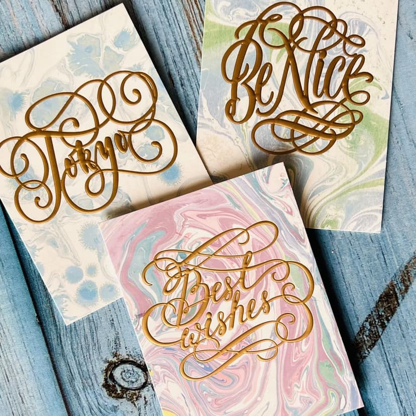 Rack Jack Watercolour Marble Effect Greeting Card with Gold Foiling - Happy view 6