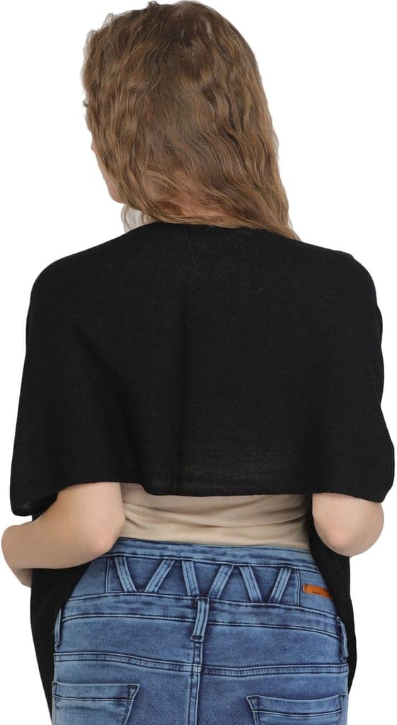 Caviar-Black Scarf from Nepal with Woven Stripes view 3