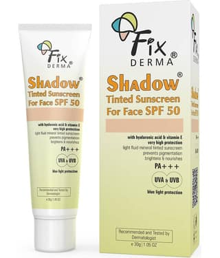 Fixderma Shadow Tinted Sunscreen SPF 50 with Vitamin E, Sunscreen for UVA,UVB Protection, 30g