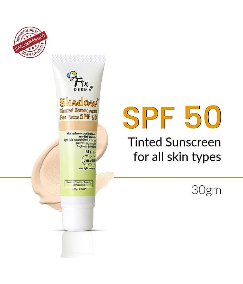 Fixderma Shadow Tinted Sunscreen SPF 50 with Vitamin E, Sunscreen for UVA,UVB Protection, 30g view 2