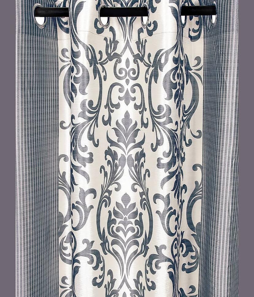 Cortina - Floral Printed Room Darkening Eyelet Curtain-5 Ft-pack of 2 view 2