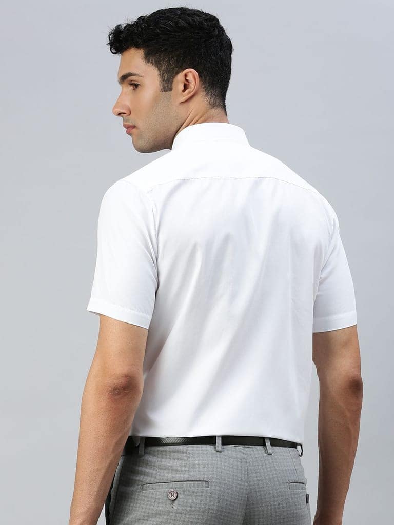 Mens Cotton White Shirt Half Sleeves Wewin New (2 Pcs Pack) view 3