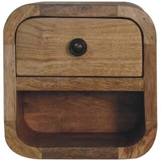 Extra Mini Curved Oak-ish Bedside with Open Slot