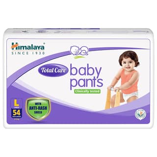 Himalaya Total Care Baby Pants Diaper | Size L (Large) 54 Count | Pack of 1 | 9-14 kg | Clinically Tested | Anti Rash Shield With Aloe Vera & Yashad Bhasma Himalaya Total Care Baby Pants Diaper | Size L (Large) 54 Count | Pack of 1 | 9-14 kg | Clinically