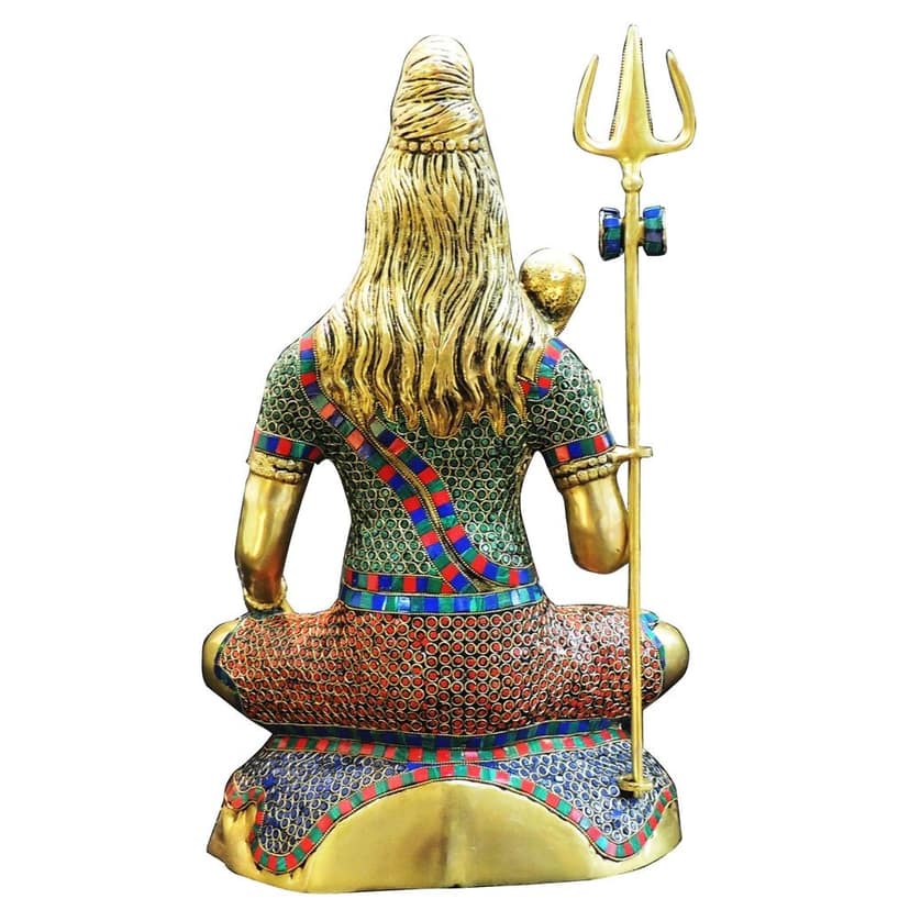 Brass Shiva Stone Finish Idol | Premium Religious Decor, Height : 21 Inch (BSMAS947 H) view 3