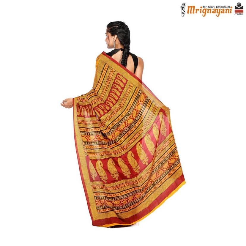 HANDLOOM MULBERY SILK SAREE WITH BLOUSE (SKU - 3I0103080522, SAREE-1154) view 4