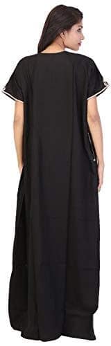 VALENCIA SLEEPWEAR Plain Embroidery Gown Maxi Nightwear Nighty Lizzy Bizzy Soft Fabric. Black view 3