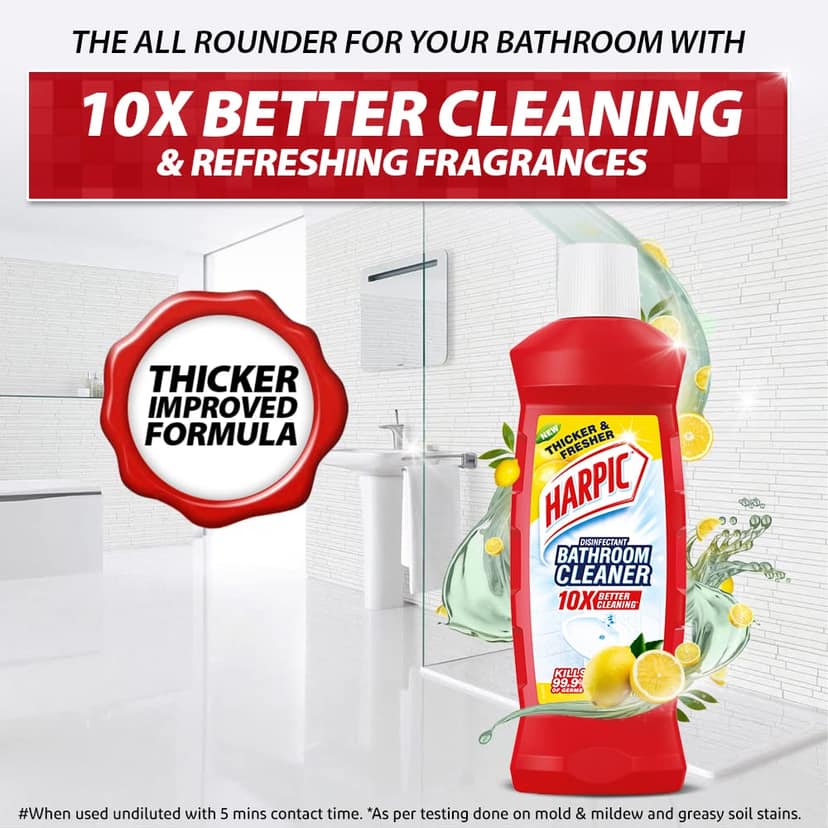Harpic Disinfectant Bathroom Cleaner Liquid, Lemon - 500Ml view 2