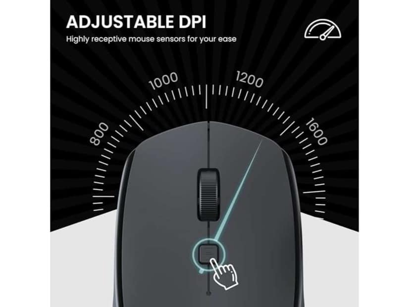 Portronics Toad 23 Wireless Optical Mouse with 2.4GHz, USB Nano Dongle, Optical Orientation, Click Wheel, Adjustable DPI - Black view 2