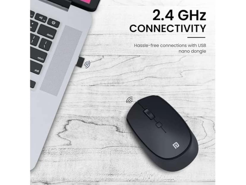 Portronics Toad 23 Wireless Optical Mouse with 2.4GHz, USB Nano Dongle, Optical Orientation, Click Wheel, Adjustable DPI - Black view 3