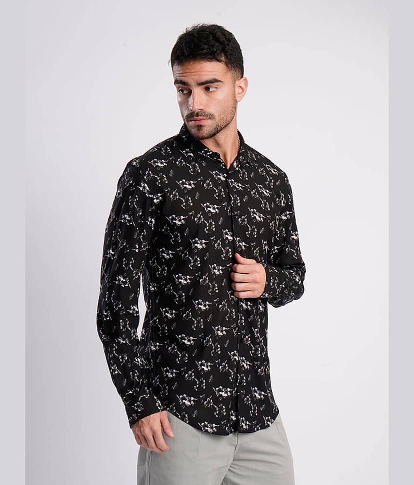 IVOC Rayon Slim Fit Printed Full Sleeves Men's Casual Shirt - Black ( Pack of 1 ) view 3