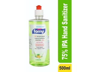 Intercorp Fomy 75% Isopropyl Alcohol-based Hand Rub Sanitizer and Disinfectant - 500ml (Lemon)