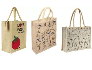 Ameyson Stylish Jute Bag Pack of 3 for all age Men ,Women ,Children eco friendly bag easy to use easy to carry use it office ,Lunch , School ,Shopping ,Grocery etc Pack of 3 Grocery Bags (Brown)