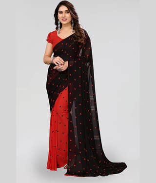 ANAND SAREES Georgette Printed Saree With Unstitched Blouse Piece ( Yellow )