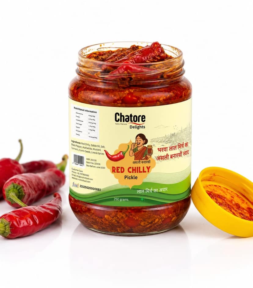 Banarasi Lal Mirch Bharwa Achar (250g) | Authentic Homemade Stuffed Red Chilli Pickle | Traditional Banaras Recipe | Spicy & Flavorful Indian Pickle view 3