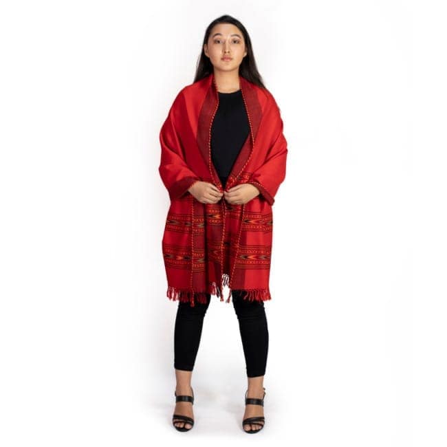 3 Patti Doru Stole Maroon\t1TTXWOMCH08214-2 view 2