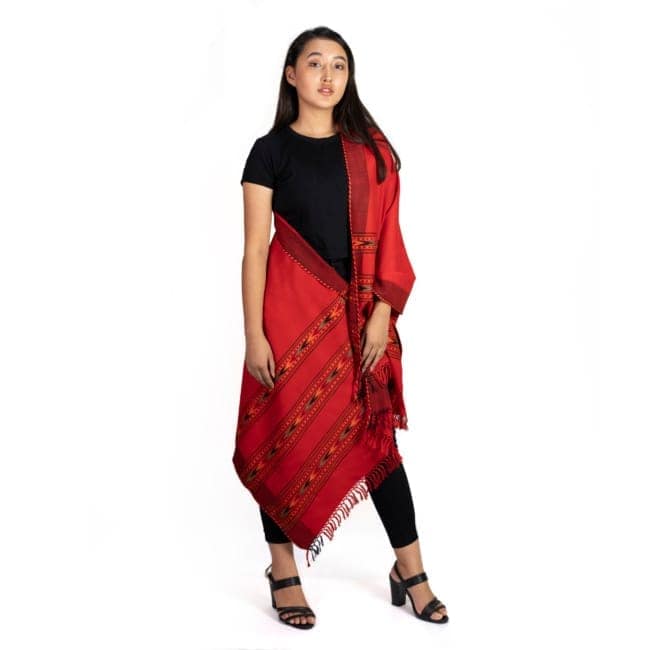3 Patti Doru Stole Maroon\t1TTXWOMCH08214-2 view 3