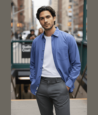 IVOC 100% Cotton Regular Fit Solids Full Sleeves Men's Casual Shirt - Blue ( Pack of 1 )